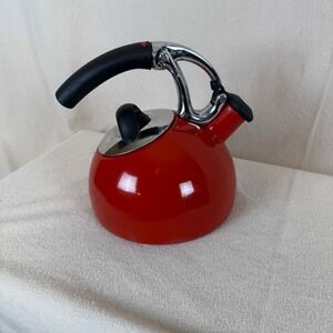OXO Good Grips Uplift Red Enamel Stainless Steel Whistling Stovetop Tea Kettle